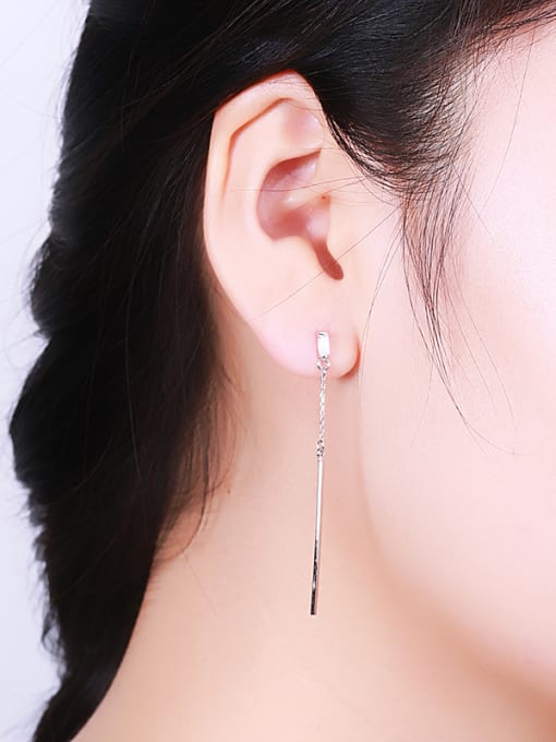 One Silver 925 Silver Asymmetry Drop Earrings 2