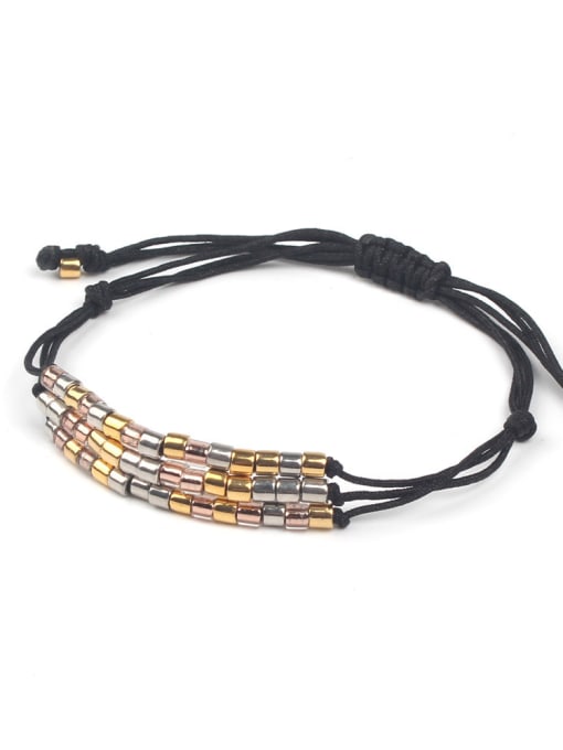 handmade Three Colors Smooth Beads Rope Bracelet 1
