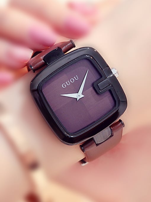 GUOU Watches GUOU Brand Simple Square Numberless Watch