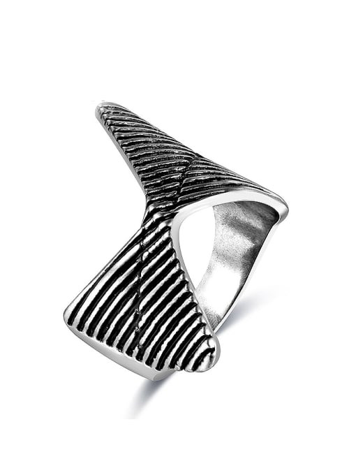 Ronaldo Vintage Multi Triangle Shaped Silver Plated Ring 0