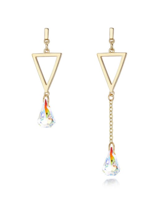 white Asymmetrical Water Drop austrian Crystals Triangle Alloy Earrings