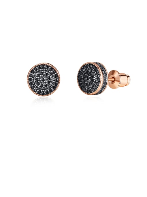 BLING SU Copper With Cubic Zirconia Delicate Round Stud Earrings