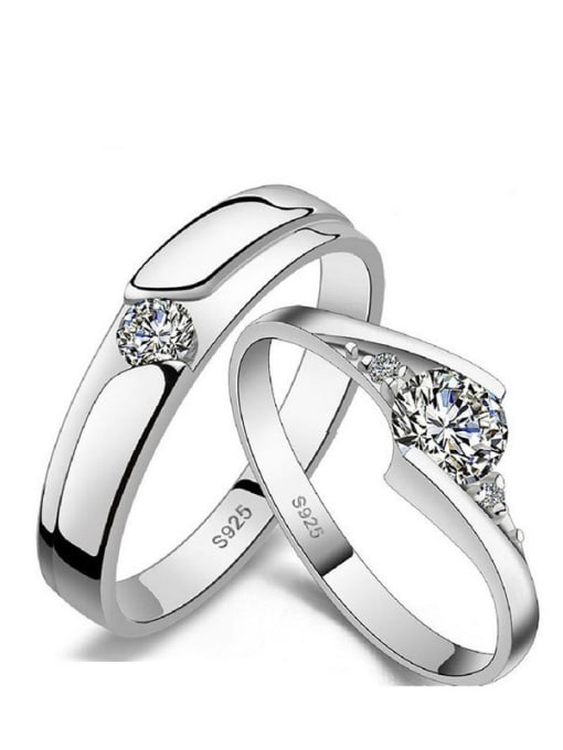 Love only opens its mouth to give 925 Sterling Silver With Cubic Zirconia Simplistic  loves  Band Rings