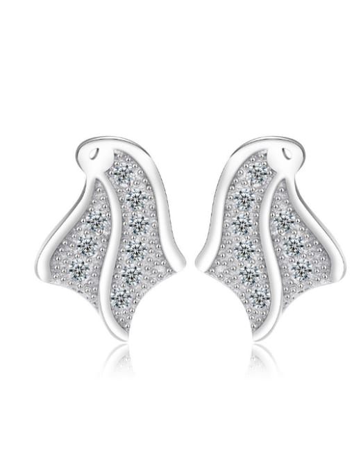 kwan High Quality Silver Leave-shape Stud Earrings 0