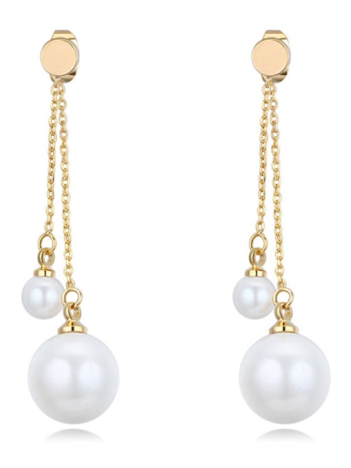 Champagne Gold Fashion Imitation Pearls Alloy Drop Earrings