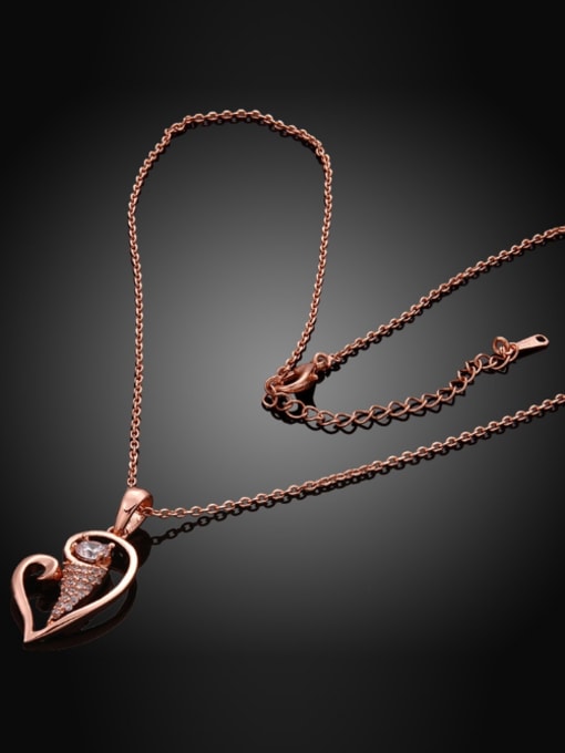OUXI Fashion Zircon Rose Gold Plated Necklace 1