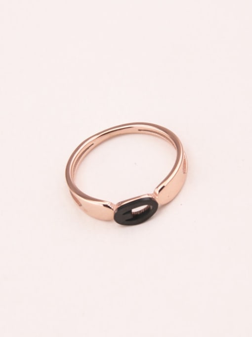 GROSE Geometric Black Agate Round Ring 0