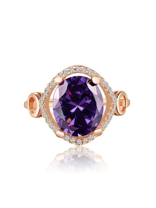 KENYON Exaggerated Purple Zircon Rose Gold Plated Copper Ring 0