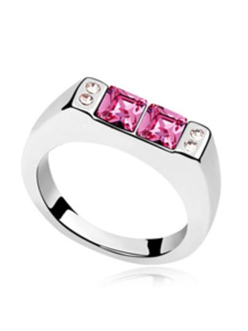 pink Simple Little Square austrian Crystals Alloy Ring