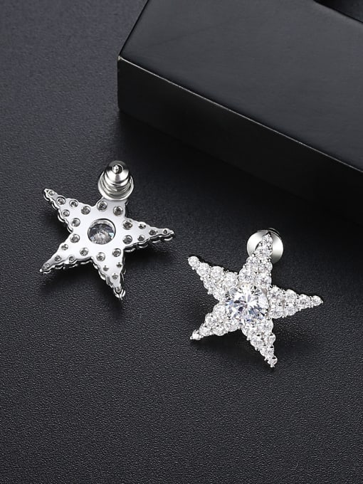 BLING SU Copper With 3A cubic zirconia Classic Star Stud Earrings 2