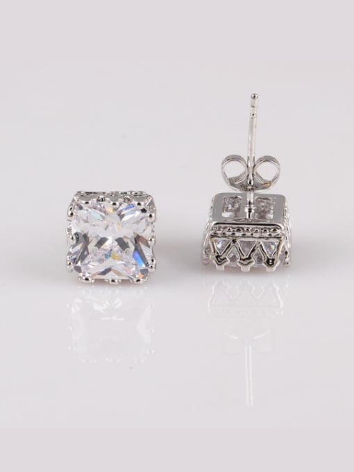 Qing Xing Classic Square AAA Zircon, European And American Quality Gold Plated stud Earring 1