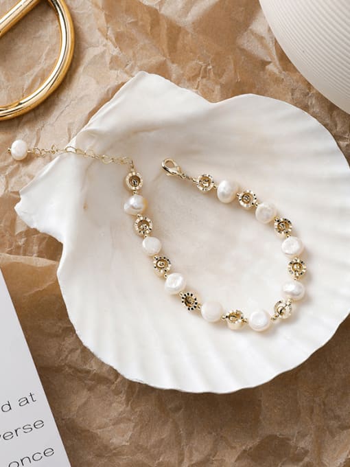 Girlhood Alloy With Imitation Gold Plated Simplistic Flower Bracelets