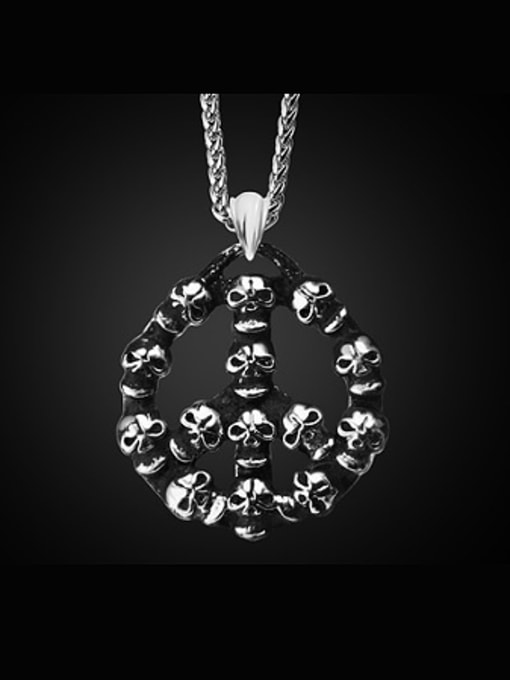 white Exaggerated Skulls Necklace