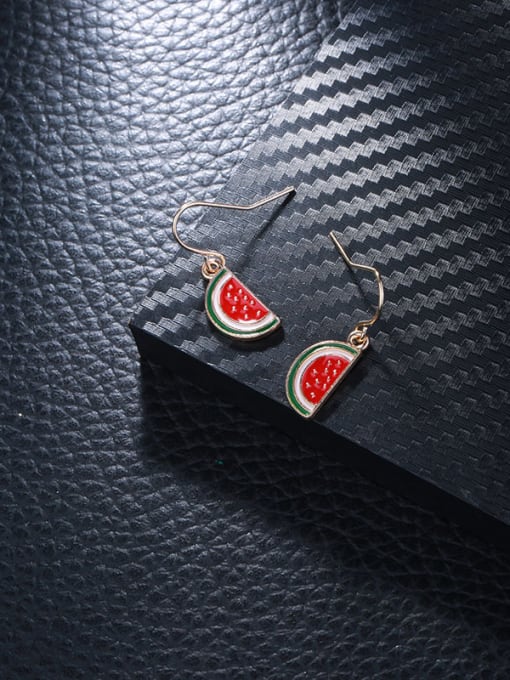red Elegant Watermelon Shaped Enamel Drop Earrings