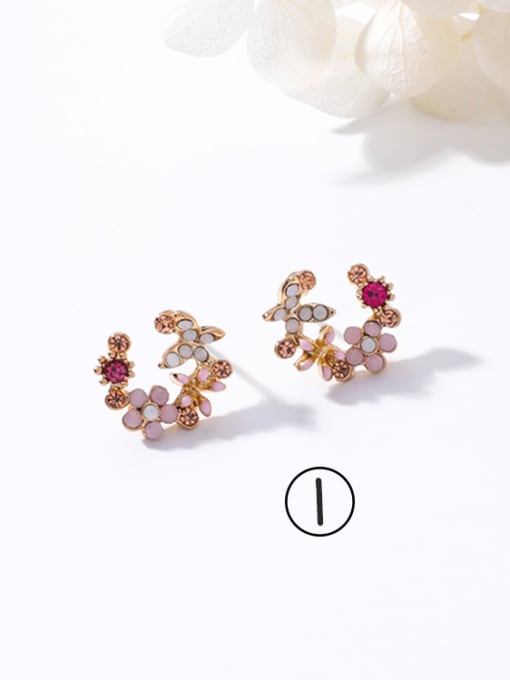 1#K3519 Alloy With Rose Gold Plated Simplistic Flower Stud Earrings