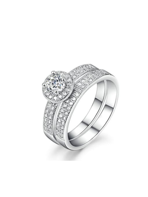 Ronaldo Exquisite Double Layer White Gold Plated Zircon Ring Set