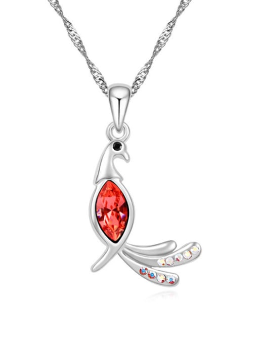 Red Simple Marquise austrian Crystal Phoenix Pendant Alloy Necklace