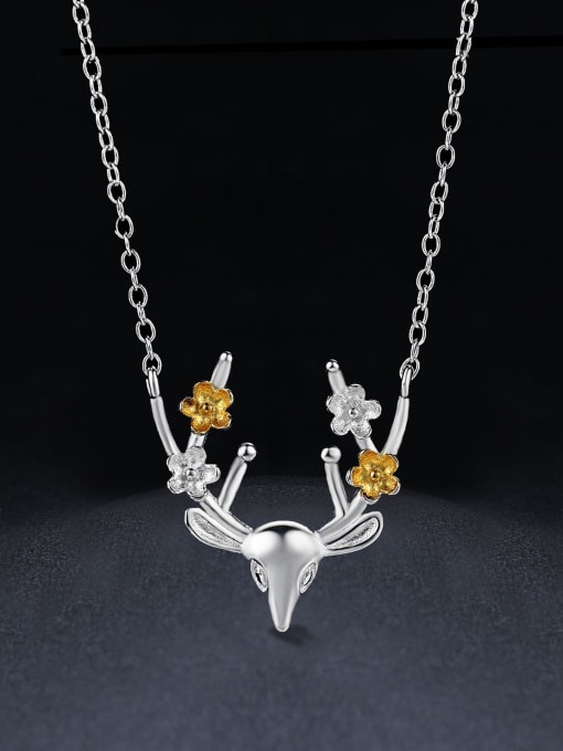 ZK Simple Little Deer Pendant 925 Sterling Silver Necklace