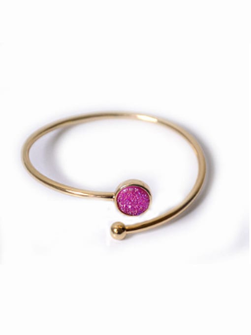Red Simple Round Natural Crystal Opening Bangle