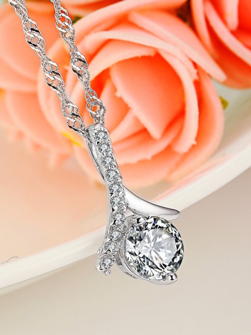 One Silver All-match Zircon Pendant 2