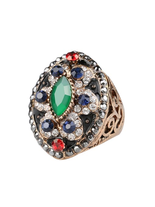 Gujin Retro Exaggerated style Resin stones Cubic Crystals Ring
