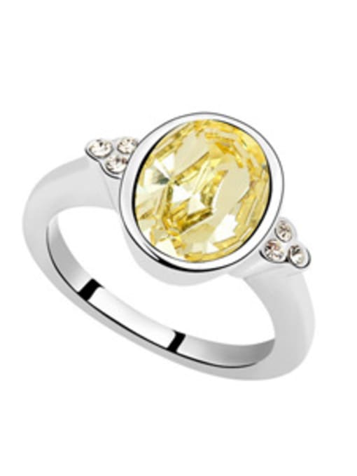 Yellow Simple Oval Shiny austrian Crystal Alloy Ring