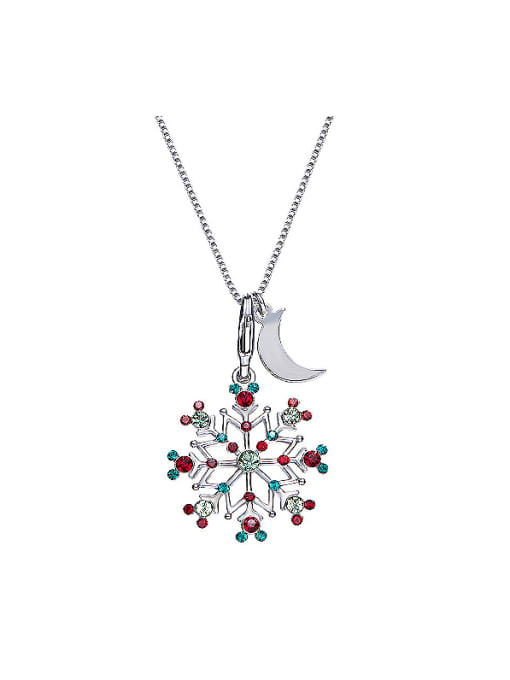 multi-Color Snowflake Shaped Crystal Necklace