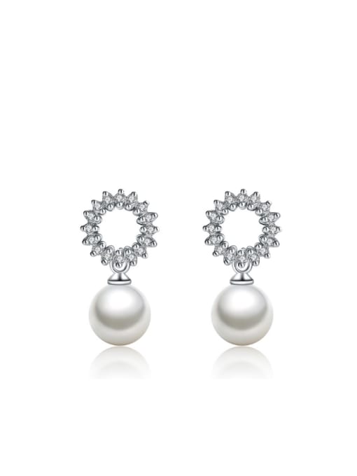 kwan Winter Accessories Shell Pearls Zircons Drop Earrings