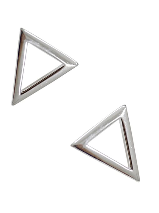 DAKA 925 Sterling Silver With Silver Plated Simplistic Triangle Stud Earrings 2