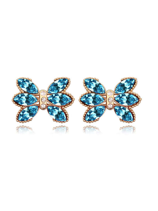 blue Fashion Marquise austrian Crystals Bowknot Alloy Stud Earrings