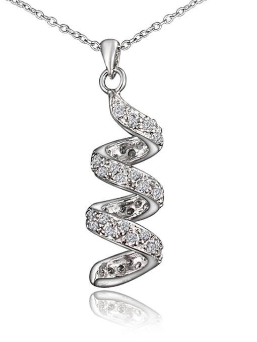White Gold Delicate 18K Gold Plated Spiral Shaped Zircon Necklace