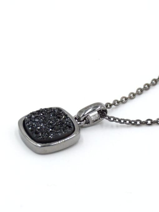 Black Simple Square Nature Black Crystal Necklace