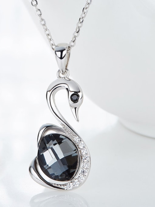 CEIDAI Fashion Little Swan Oval austrian Crystal 925 Silver Pendant 2