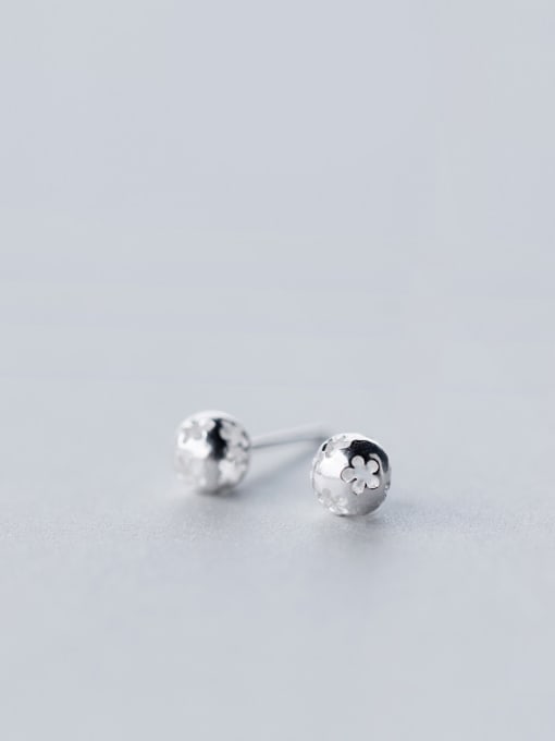 Rosh S925 Silver Pierced Ball Shaped flower stud Earring 0