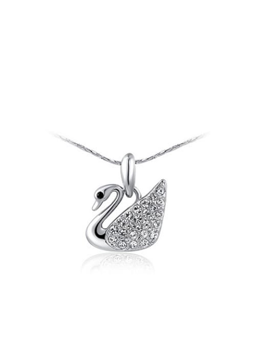 Platinum Exquisite Swan Shaped Austria Crystal Necklace