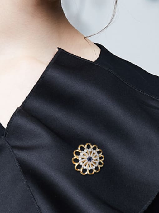 CEIDAI Fashion Flower Zircon Imitation Pearls Brooch 1