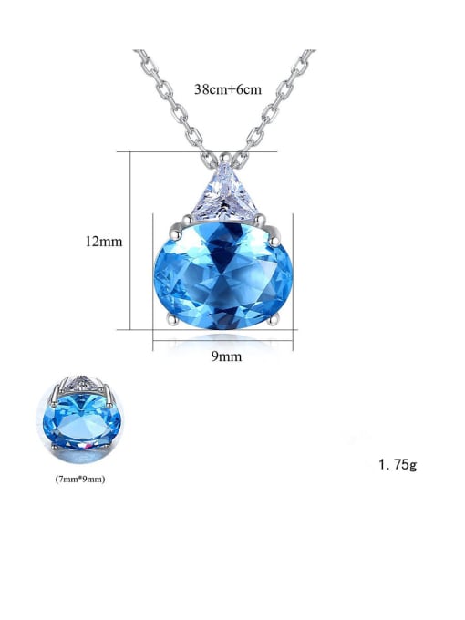 CCUI 925 Sterling Silver With Platinum Plated Simplistic Oval  Cubic Zirconia Necklaces 4