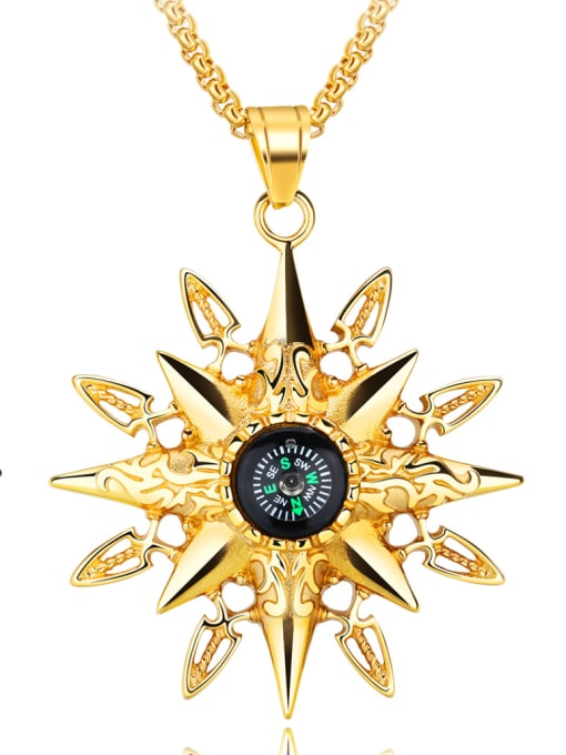 Open Sky Stainless Steel With Gold Plated Vintage sun compass Pendants 0