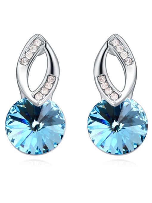 blue Simple Round austrian Crystals Alloy Stud Earrings