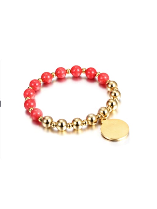 Red Titanium Gold Stainless Steel Bracelet