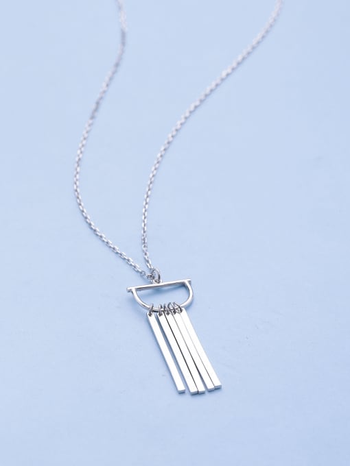 One Silver Tassel Sweater Necklace