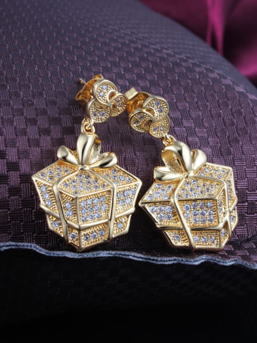 Gold Creative Platinum Plated Square Zircon Drop Earrings