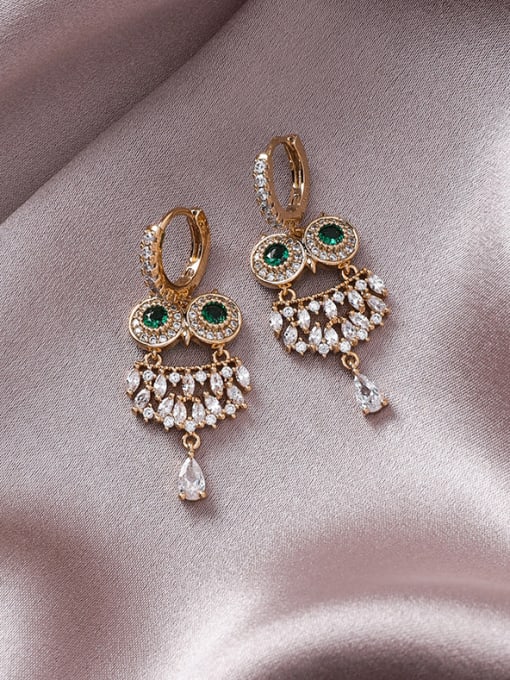 Girlhood Alloy With Gold Plated Cute Owl Drop Earrings 1
