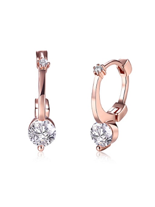 OUXI Simple Zircon Rose Gold Plated Earrings