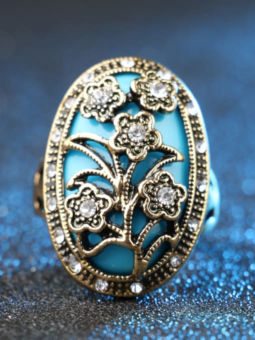 Gujin Exquisite Retro style Resin Stone White Crystals Alloy Ring 1