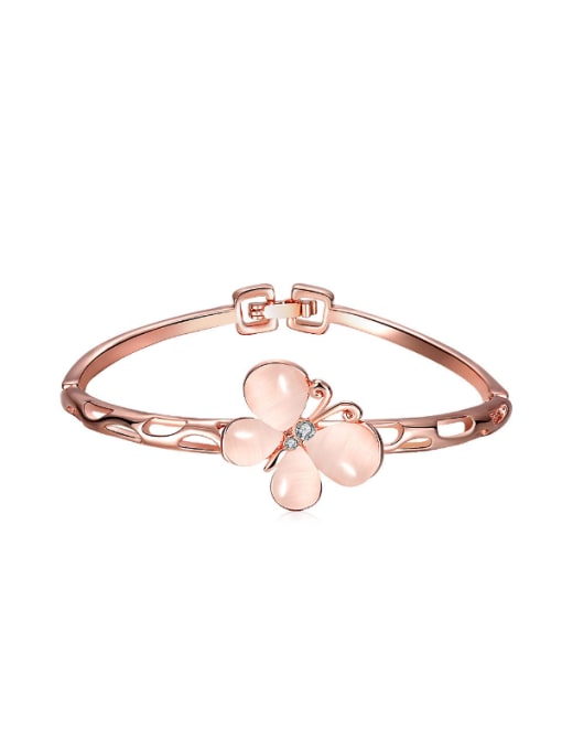 Rose Gold Rose Gold Butterfly Shaped Zircon Bangle