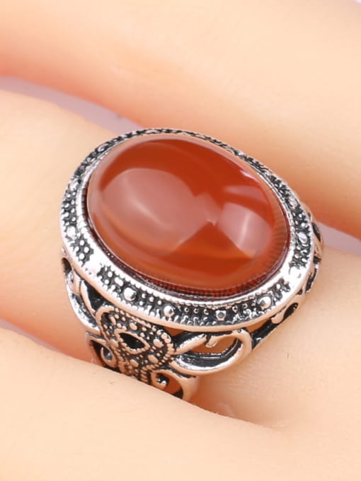 Gujin Retro style Hollow Oval Resin stone Alloy Ring 1