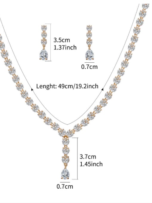 Mo Hai Copper With Cubic Zirconia Simplistic Heart Earrings And Necklaces 2 Piece Jewelry Set 2