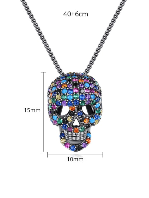 BLING SU Copper With  Rhinestone  Vintage Skull Necklaces 4