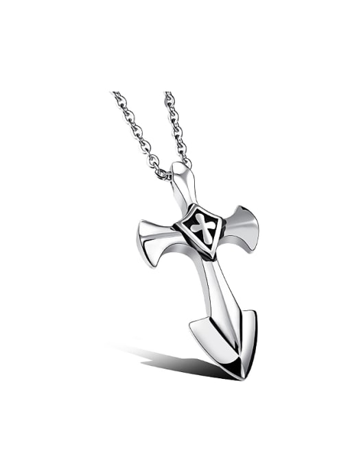 Open Sky Fashion Cross Smooth Titanium Men Necklace